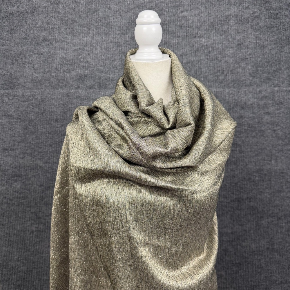 Silky Metallic Scarf Womens Gold Shimmer Shawl Wrap Made in India Chic Evening